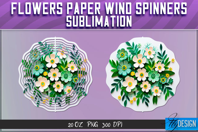 Flowers Paper Wind Spinners Sublimation Sublimation Fly Design 