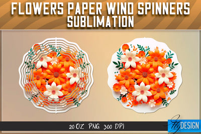 Flowers Paper Wind Spinners Sublimation Sublimation Fly Design 