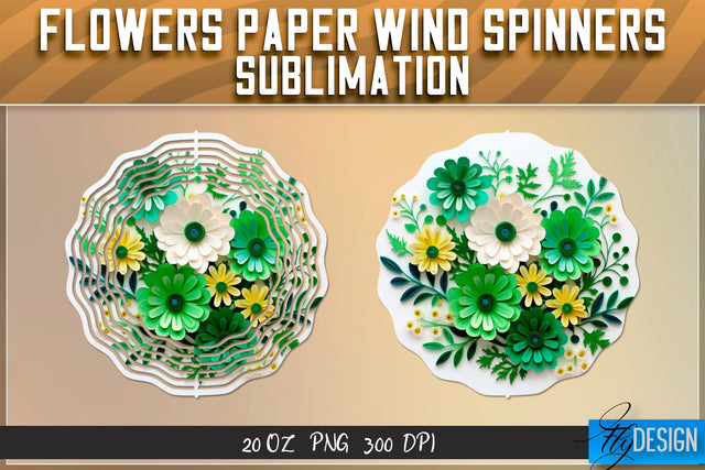 Flowers Paper Wind Spinners Sublimation Sublimation Fly Design 