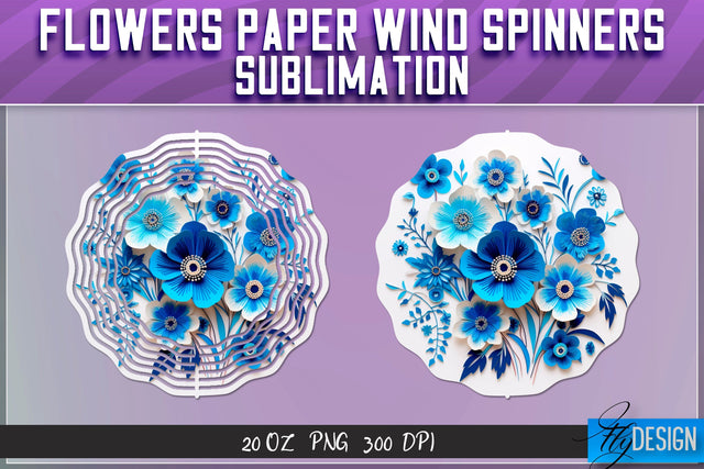 Flowers Paper Wind Spinners Sublimation Sublimation Fly Design 