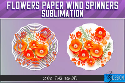 Flowers Paper Wind Spinners Sublimation Sublimation Fly Design 