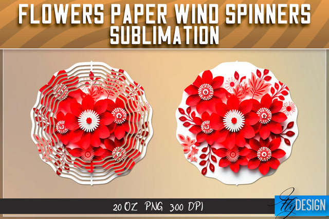 Flowers Paper Wind Spinners Sublimation Sublimation Fly Design 