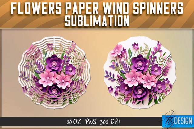 Flowers Paper Wind Spinners Sublimation Sublimation Fly Design 