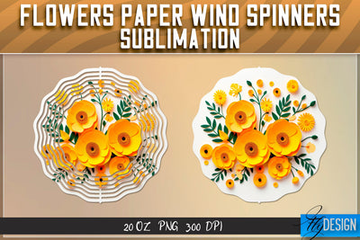 Flowers Paper Wind Spinners Sublimation Sublimation Fly Design 