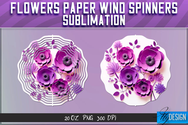 Flowers Paper Wind Spinners Sublimation Sublimation Fly Design 