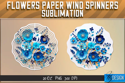 Flowers Paper Wind Spinners Sublimation Sublimation Fly Design 