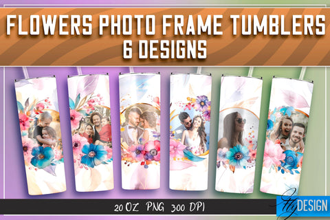 Flowers Photo Frame Tumblers Bundle| Photo Frame Wrap 20 oz v.1 SVG Fly Design 