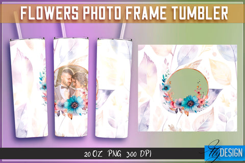 Flowers Photo Frame Tumblers Bundle| Photo Frame Wrap 20 oz v.1 SVG Fly Design 