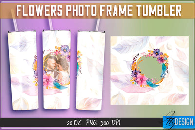 Flowers Photo Frame Tumblers | Photo Frame Wrap 20 oz v.1 SVG Fly Design 