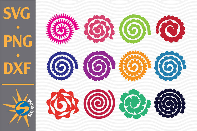 Flowers Rolled SVG, PNG, DXF Digital Files Include - So Fontsy