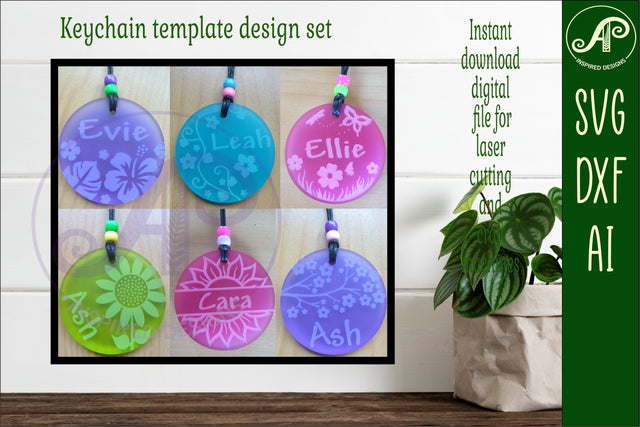 Flowers set A keychain DIGITAL SVG personalized designs x 6 SVG APInspireddesigns 