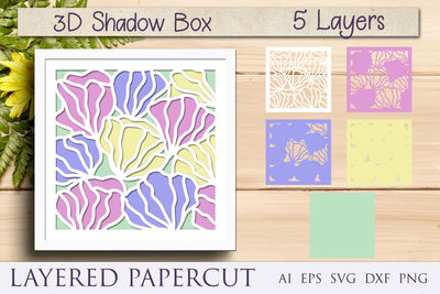 Flowers shadow box svg, 3d layered papercut template 3D Paper AnastasiyaArtDesign 