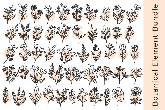 Flowers SVG Bundle | 50 Flowers, Leafs & Botanical Elements SVG Masyafi Studio 