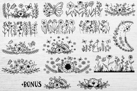 Flowers SVG Bundle. Bouquet SVG. Flower Arrangements. SVG Samaha Design 