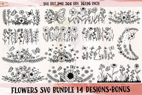 Flowers SVG Bundle. Bouquet SVG. Flower Arrangements. SVG Samaha Design 