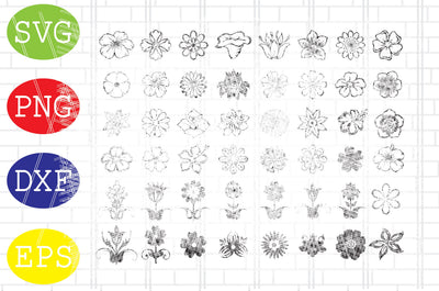 Flowers SVG Bundle, Flowers Clipart, Cute Flower svg, Gardening flower Icon Svg, Flat Flowers clipart SVG DigitalSvgFiles 