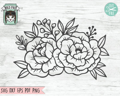 Flowers SVG File, Flowers Cut File, Floral SVG, Flower Border SVG File, Floral Border Cut File, Flowers Clipart, Floral Border Cut File SVG Wild Pilot 