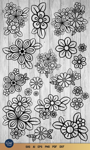 Flowers SVG, Floral SVG, 14 Floral Elements. SVG Elinorka 