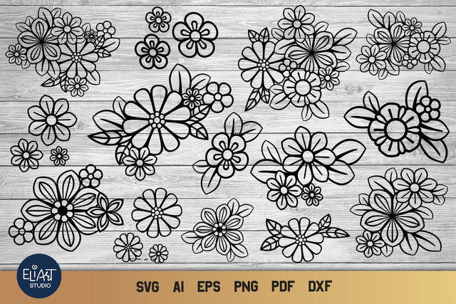 Flowers SVG, Floral SVG, 14 Floral Elements. SVG Elinorka 