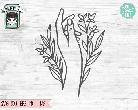 Flowers SVG, Hand SVG Cut File, Flower Cut File, Floral SVG, Flower Clipart, Hand svg, Wedding Flowers svg File, Leaves svg, Flowers Vector SVG Wild Pilot 
