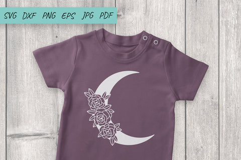 Flowers SVG, Moon and Crystals SVG, Boho moon, Moon SVG Irina Ostapenko 
