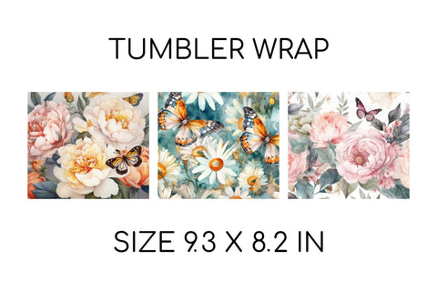 Flowers Tumbler Wrap Sublimation, Butterfly Tumbler Sublimation OrangeBrushStudio 