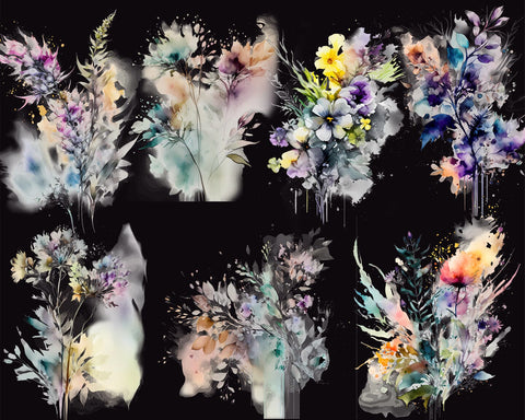 Flowers Watercolor, Gentle Colors, JPG PNG Sublimation nikola 