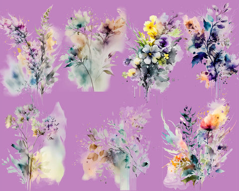 Flowers Watercolor, Gentle Colors, JPG PNG Sublimation nikola 