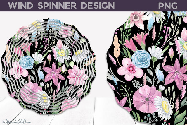 Flowers Wind Spinner Sublimation Sublimation WatercolorColorDream 
