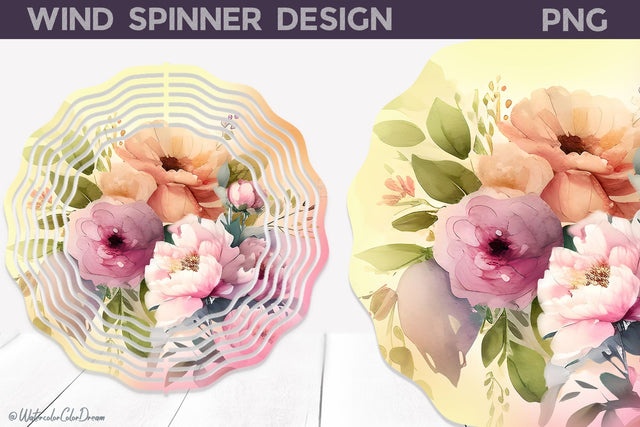 Flowers Wind Spinner | Wildflowers Wind Spinner Sublimation WatercolorColorDream 