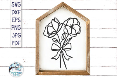 Flowers with Ribbon Bow Svg SVG Wispy Willow Designs 