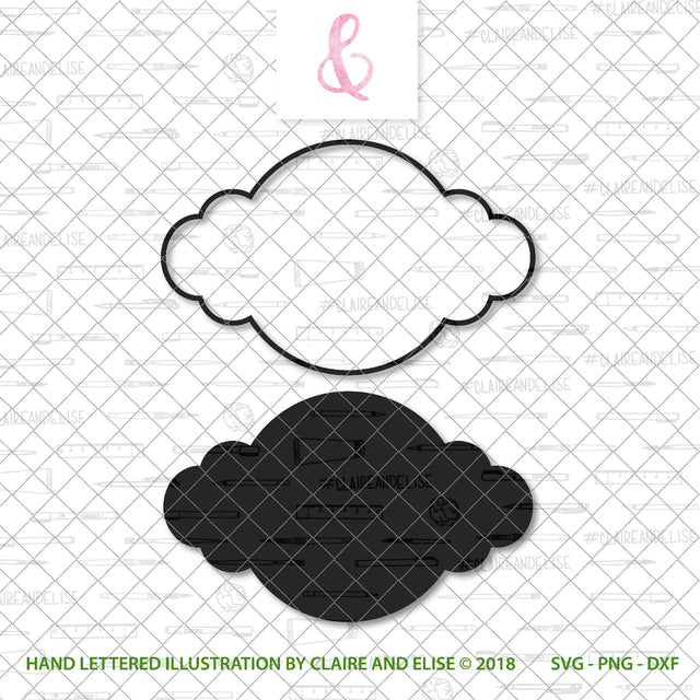 Fluffy Cloud Monogram Frame / Label Frame - SVG PNG DXF - Cut File SVG Claire And Elise 