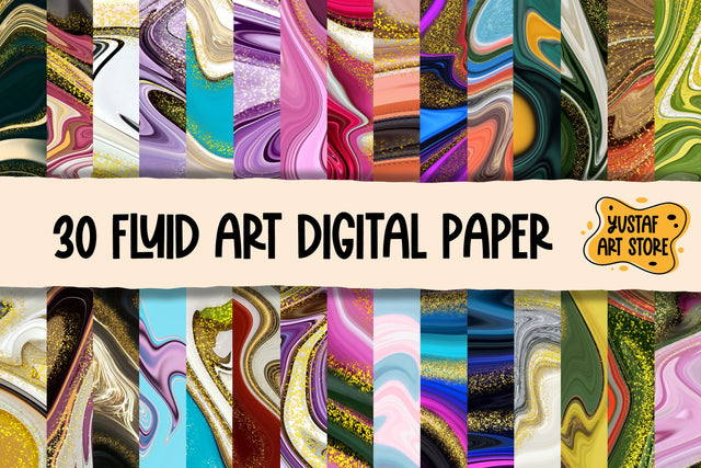 Fluid art digital paper. 30 liquid pattern background bundle Digital Pattern Yustaf Art Store 