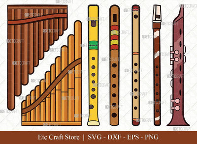 Flute Instrument Cilpart SVG Cut File | Flute Svg | Musical Instrument Svg | Instrument Svg | Marching Band | Bundle | Eps | Dxf | Png SVG ETC Craft 