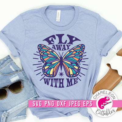 Fly away with me Butterfly Retro svg png dxf eps jpeg SVG Chameleon Cuttables 