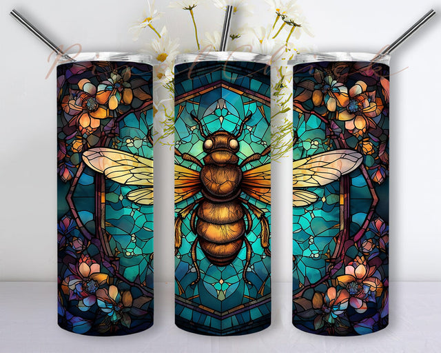 Flying Bee 20oz Skinny Tumbler Png, Flying Bee Flowers Tumbler, Bee Flowers Tumbler, Bee Floral Embroidery Tumbler, Bee Floral Tumbler Wrap, Digital download Sublimation PixelChick 