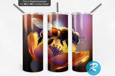 Flying Bee Flower 20 oz / 30 oz Tumbler PNG Sublimation Regulrcrative 