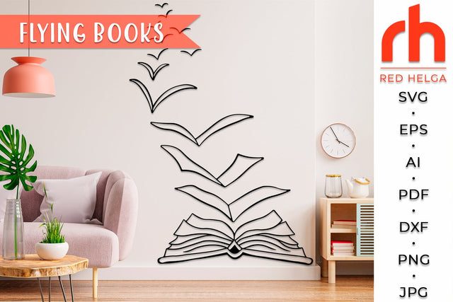 Flying book SVG - Open book Cut File SVG RedHelgaArt 