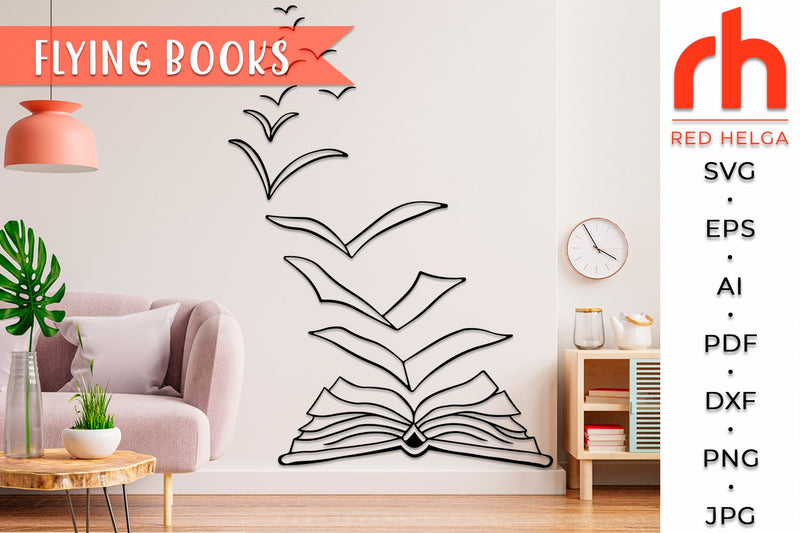 Flying book SVG - Open book Cut File SVG RedHelgaArt 