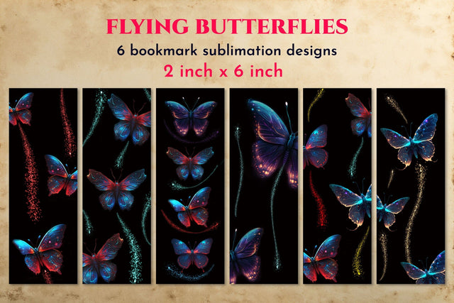 Flying butterfly bookmark sublimation designs bundle. PNG Sublimation Angelina Semenova 