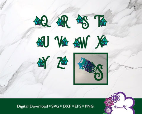 Flying Dragon Wing Alphabet SVG | Multilayered Jewel-Colored SVG DawnKDesigns 