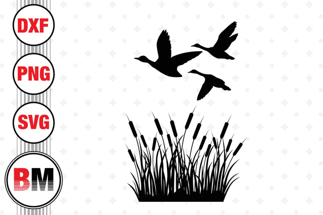 Flying Duck On Reeds SVG, PNG, DXF Files SVG BMDesign 