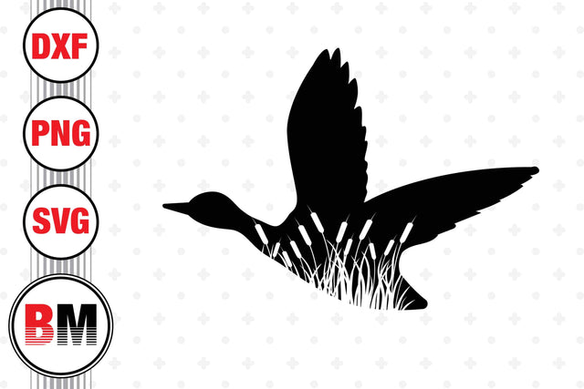 Flying Duck With Reeds SVG, PNG, DXF Files SVG BMDesign 