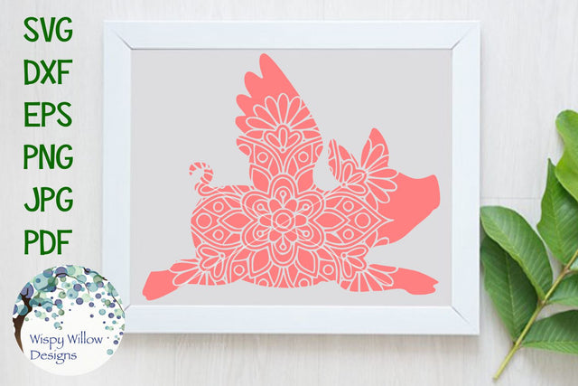 Flying Pig Mandala SVG Wispy Willow Designs 