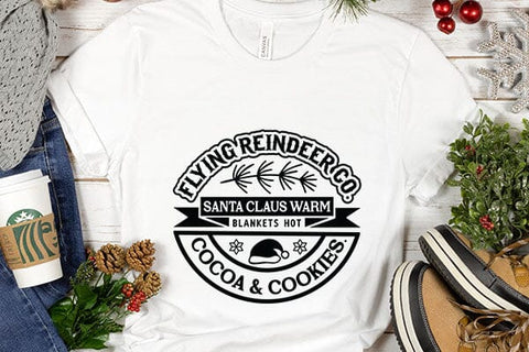 Flying reindeer co. santa claus warm blankets hot cocoa & cookies 2 SVG Angelina750 