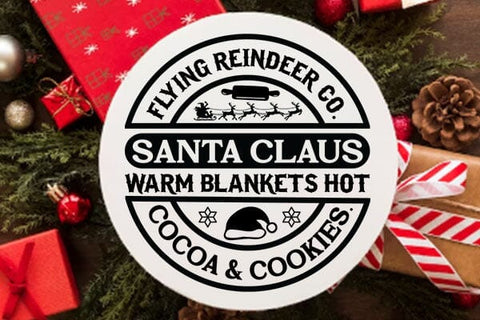 Flying reindeer co. santa claus warm blankets hot cocoa & cookies SVG Angelina750 