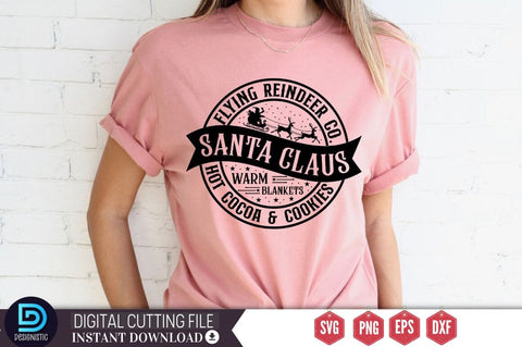 Flying reindeer co. santa claus warm blankets hot cocoa & cookies SVG SVG DESIGNISTIC 