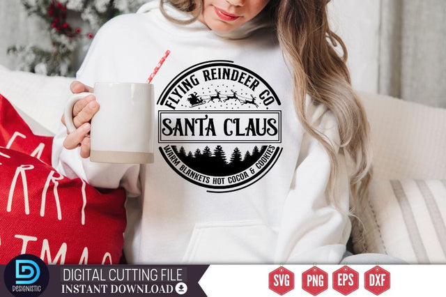 Flying reindeer co. santa claus warm blankets hot cocoa & cookies SVG SVG DESIGNISTIC 