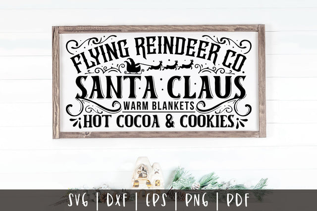 Flying Reindeer Co, Vintage Christmas Sign SVG SVG CraftLabSVG 