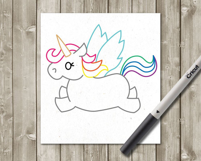 Flying Unicorn SKETCH Single Line Drawing SVG Designed by Geeks 